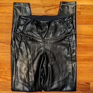 ATHLETA black Allover Gleam faux leather tights XXS